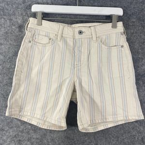 Anthropologie Denim Shorts 26 Pilcro Slim Boyfriend Striped Cream High Rise